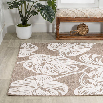 Tobago High-low Two-tone Monstera Leaf Indoor/Outdoor Area Rug